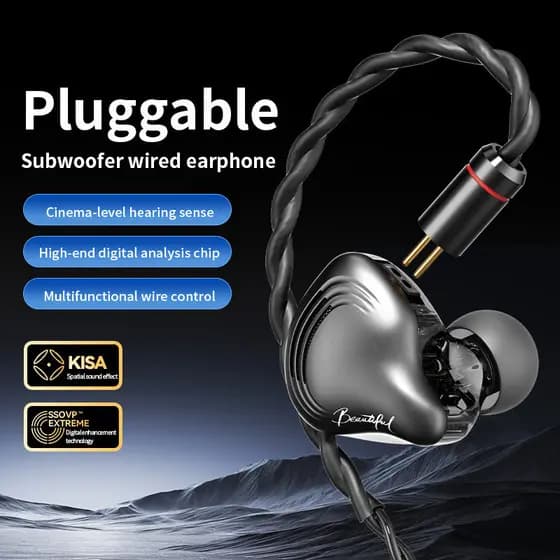 Novos Fones de Ouvido Intra-Auriculares HiFi S400 com Cabo Removível Banhado a Prata, Headset para Jogos Móveis