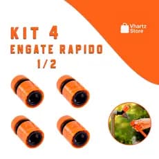 KIT 4 ENGATE RAPIDO PARA MANGUEIRA 1/2 CONECTOR DE JARDIM FÁCIL DE INSTALAR  ANTIVAZAMENTO