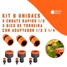 KIT 6 PEÇAS 3 ENGATE RAPIDO 3 BICO ADAPTADOR PARA TORNEIRA 1/2 E 3/4 ANTIVAZAMENTO