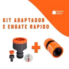 Kit Engate Rápido 1/2" + Adaptador Torneira 3/4" x 1/2" – Conexão para Mangueira Jardim