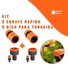 KIT  2 ENGATE RAPIDO E 2 BICO ADAPTADOR PARA TORNEIRA 1/2 E 3/4 ANTIVAZAMENTO