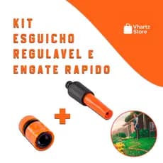 KIT ENGATE RAPIDO E ESGUICHO REGULAVEL IDEAL PARA LAVAR O CARRO CALÇADA E A CASA EM GERAL