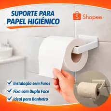 Suporte para Papel Higiênico Minimalista Sem Furo – Fixação com Fita Dupla Face – Banheiro Moderno