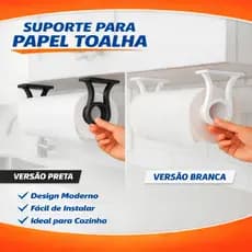 Suporte Papel Toalha Suspenso Para Armário Com Dupla Face | Suporte Rolo Cozinha Sem Furos
