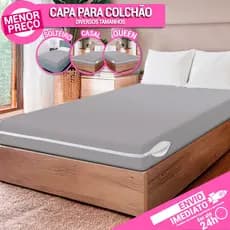 Capa Protetora de Colchão Cinza Para Cama Box Solteiro Casal Queen com Zíper Antiácaro Resistente