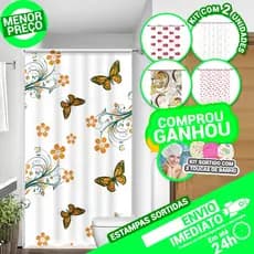 Kit 2 Cortinas Box Banheiro Lavabo Diversas Estampas Sortidas