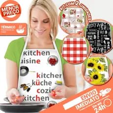 Kit C/ 2 Aventais Térmicos Forrado Impermeável Cozinha Lavanderia Estampado Sortido 45 x 65cm