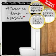 Cortina de Box com Visor Frases Para Banheiro Com Ilhós 100% PVC Anti Mofo Resistente Alta Qualidade