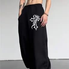 Calça Moletom Wide Leg Unissex Estilo Streetwear Confortável Modelo: "Cruz" - Novidade Especial