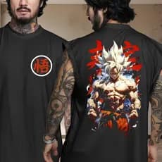 Camiseta Regata Oversized Larga Moda Verão Fitness Casual Fresca Streetwear Goku Shape