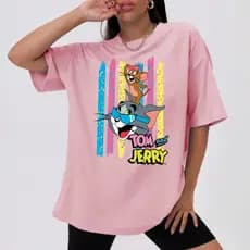 Camiseta Camisa Basica Feminina Tom & Jerry Desenho Animado Estampada