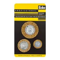 Escova De Aço Eda Redonda Jogo C/ 3 Peças