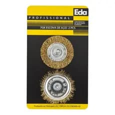 Escova De Aço Circular-Eda Jogo 2 Pecas Com Haste