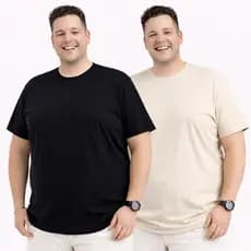kit 2 Camiseta Plus size Masculina 100% Algodão Fio 30.1 Penteado Alta Qualidade e Acabamento