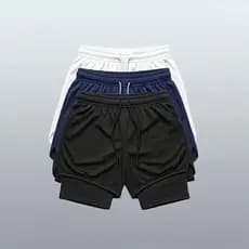 Kit 2 Short Masculina 2 em 1 Bermuda Academia e Treino