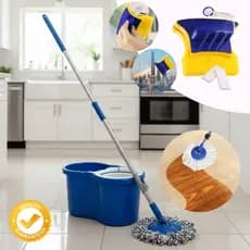 Mop Giratório 360º Balde 8L + Limpa Vidros Magnético Casa Limpa Praticidade e Brilho Total