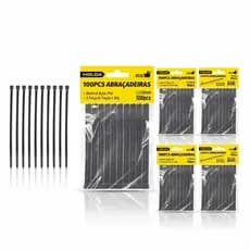 Abraçadeira de Nylon Wassay Kit 500 Peças Preta Alta Resistência para Organização Profissional