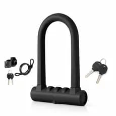 Cadeado Bike Bloqueio U 192x128mm com Cabo de Aço, Suporte de Fixação e Chaves para Bicicleta Wassay