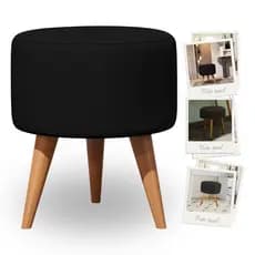 Puff Decorativo Redondo Banqueta Luxo Para Sala Quarto Sala De Estar Recepção Suede Pés Palito