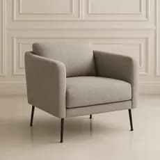 Poltrona Decorativa Opala - Poltrona De Sala de Estar - Poltrona Em Linho Luxuoso E Pés De Ferro