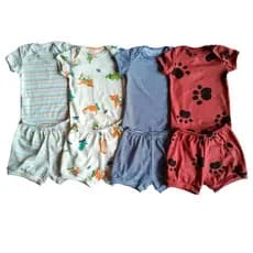 Kit 8 Peças Body Regata + Shorts Tapa Fralda Liso Estampado Infantil Bebê Menino e Menina