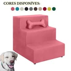 Escadinha Para Pet Estofada Com 3 Degraus - Escada Para Pet Cachorro Gato