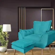 Poltrona Opala Com Puff Para Decoração Sala de Estar e Amamentação