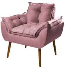 Poltrona Opala Modelo Luxo Poltrona Decorativa Estofada Sala De Estar Recepção Quarto Penteadeira Decoração - Rosa