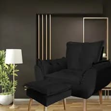 Kit Poltrona Opala + Puff Para Salão Recepção Sala de Estar Decoração de Quarto e Amamentação