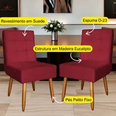 Kit 2 Cadeiras Estofada Monalisa - Modelo Confortavel Para Sala de Jantar - Quarto - Penteadeira