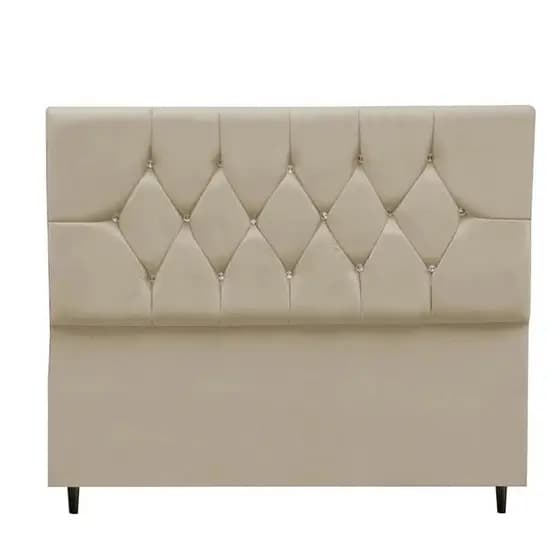 Cabeceira de Cama com Pés de Apoio Cabeceira Decorada Estofada Tecido Suede