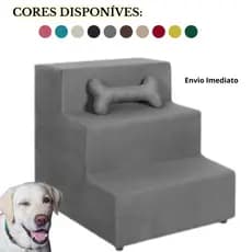 Escada Pet Para Cachorro Subir Na Cama Escadinha 3 Degraus Tecido Suede Varias Cores