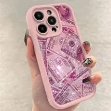 Rosa Dólares Capa Completa Nota Caso De Telefone Macio Para iPhone 16 16E 15 14 13 12 11 Pro Max X XS XR 7 8 Plus SE2