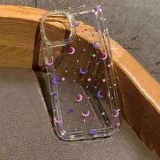 Capa De Telefone Transparente Com Estampa De Estrelas Da Lua Para iPhone 16 15 14 13 12 11 Pro Max 16E Mini XR X XS 7 8