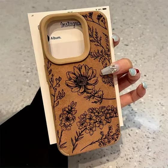 Linha Flor Girassol Ligado Couro Caso De Telefone Para iPhone 16 15 14 13 12 11 Pro XS Max XR X 15 16 Plus Fosco Capa Tr