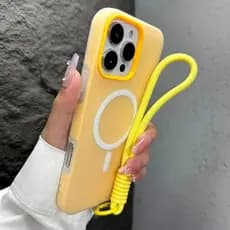 Para Magneti 2 Em 1 Cordão Caso De Telefone iPhone 16 15 Pro Max 14 Plus 11 12 13 17 Ar Mão Alça De Pulso Capa