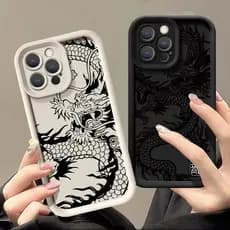 Capa De Telefone Para Samsung A56 A35 A05S A55 A06 A07 A54 A15 A25 A16 A24 A36 A26 5G A52S A34 A14 A32 Preto Dragão Nuve