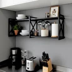 Prateleira Decorativa Estilo Industrial Tripla Suporte X 110x20cm para Quarto, Sala, Cozinha