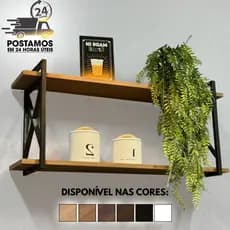 Prateleira X Estilo Industrial para Decoração e Organização de Ambientes Cor Imbuia