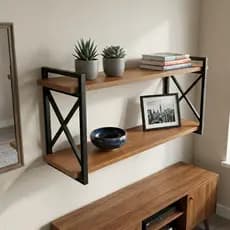 Prateleira Decorativa X Estilo Industrial 60X20cm para Salas, Escritórios, Quartos, Salas de Estar