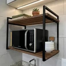 Prateleira Industrial para Micro-ondas 60X30cm Cozinha Parede Suporte de Metal Decorativa