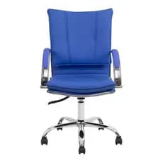 Cadeira De Escritório Show De Cadeiras Desenho Italiano  Azul Com Estofado De Couro Sintético