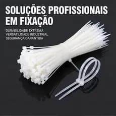 Abraçadeira 3,6MM Plastica Branca 100 Peças Nylon Enforca Gato Presilha Lacre Fita Cinta