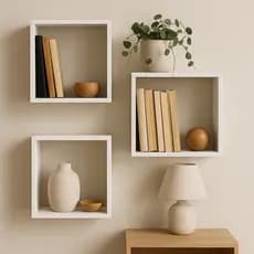 Kit 03 Nichos 30x30 Branco Sala Quarto Banheiro Decoração MDF