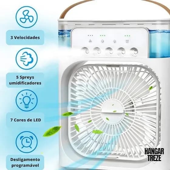 kit 10 Refrigerador De Ar Ventilador Umidificador Portátil Com Led Reservatório De Água Led Usb
