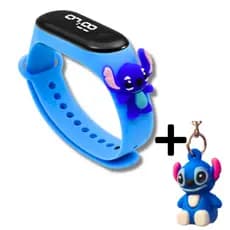 Relogio Digital Led Lilo & Stitch + Chaveiro Infantil