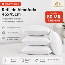 Kit 4 Enchimento Refil Almofada 45x45 Espuma Siliconada Cheia Macia Decorativa
