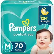 FRALDA DESCARTAVEL PAMPERS CONFORT SEC SUPER M C/70UN