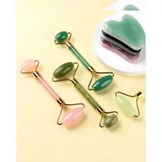 Kit Rolo de Jade + Pedra Gua Sha - Massagem Facial, Lifting Natural e Relaxamento