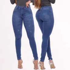 Calça Feminina Jeans Skinny Premium Cós Alto Com Elastano Empina Bumbum